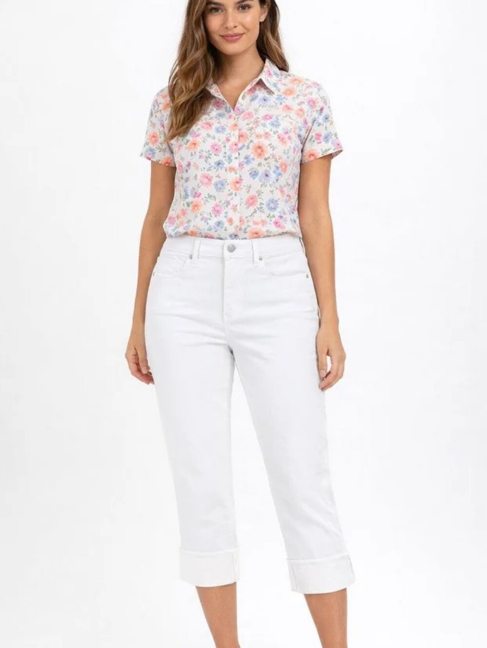 D Jeans White Cuffed Capri Pants